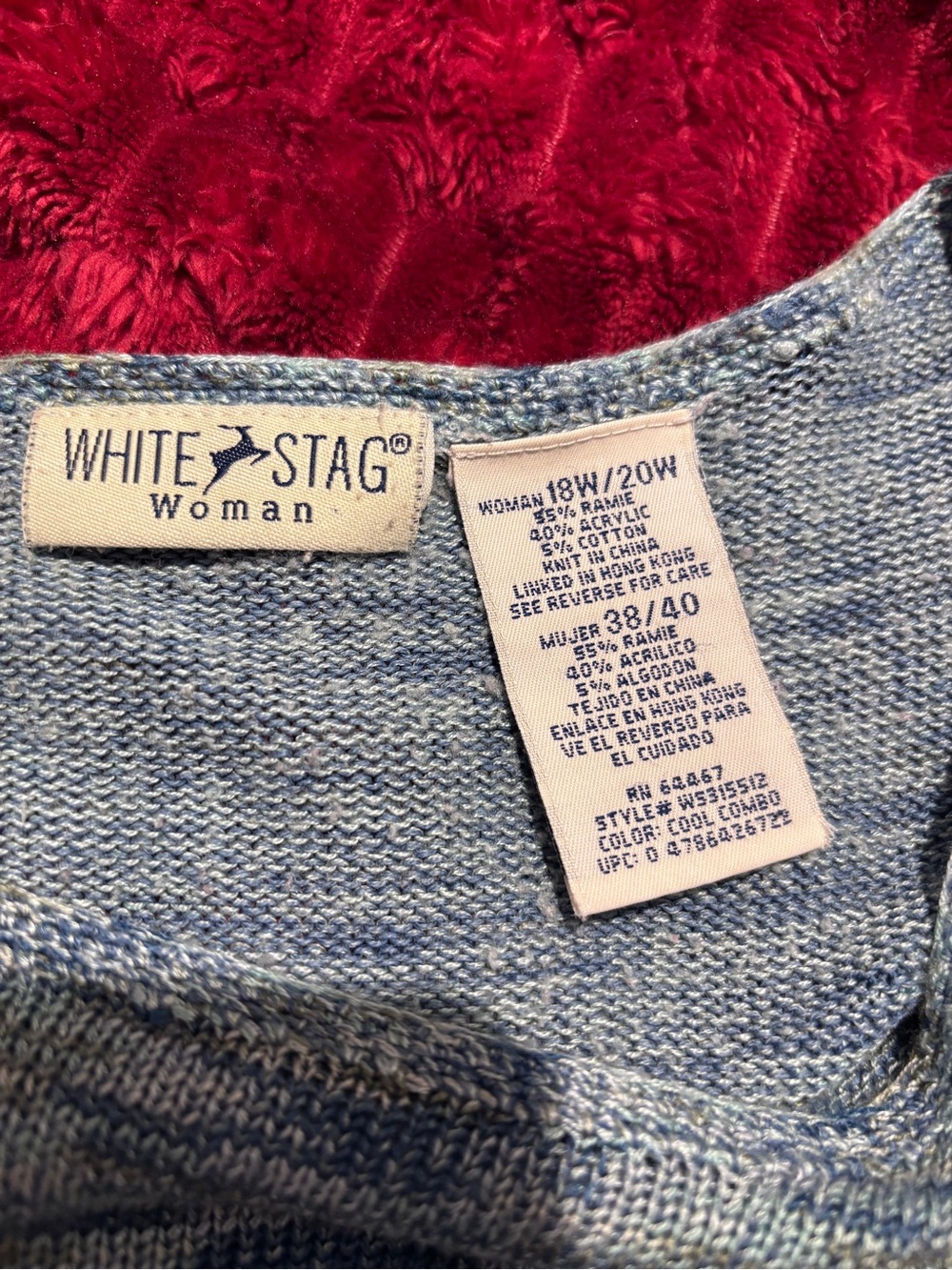 White Stag Lightweight Summer Blue Gray Knit Short Sleeve Sweater 18-20W - Picture 6 of 7